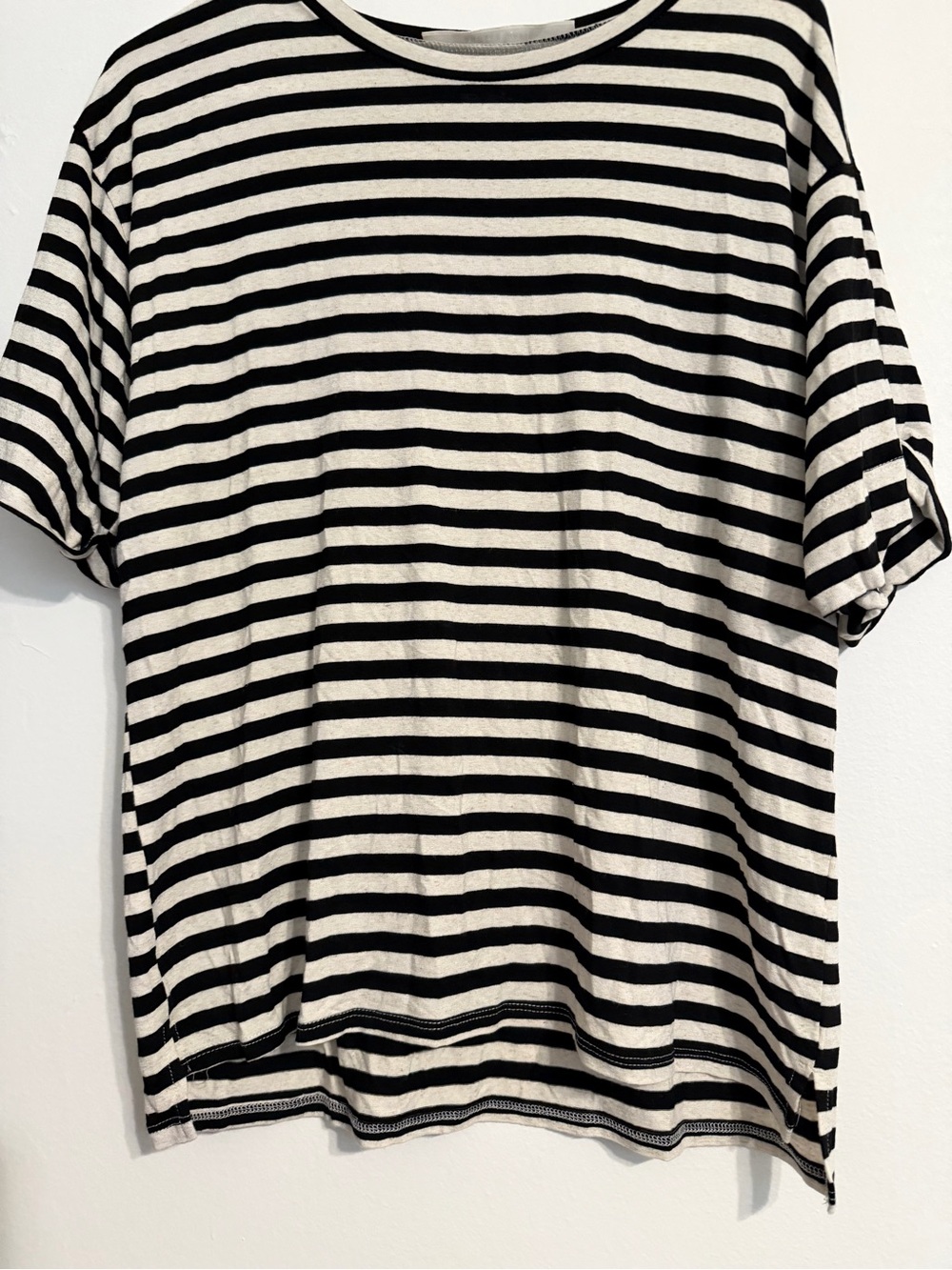 Striped Crewnec T-Shirt in Black and White